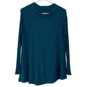 Free People Lovers Rib Thermal Shirt Womens Size XS Teal Tunic Open Split Back